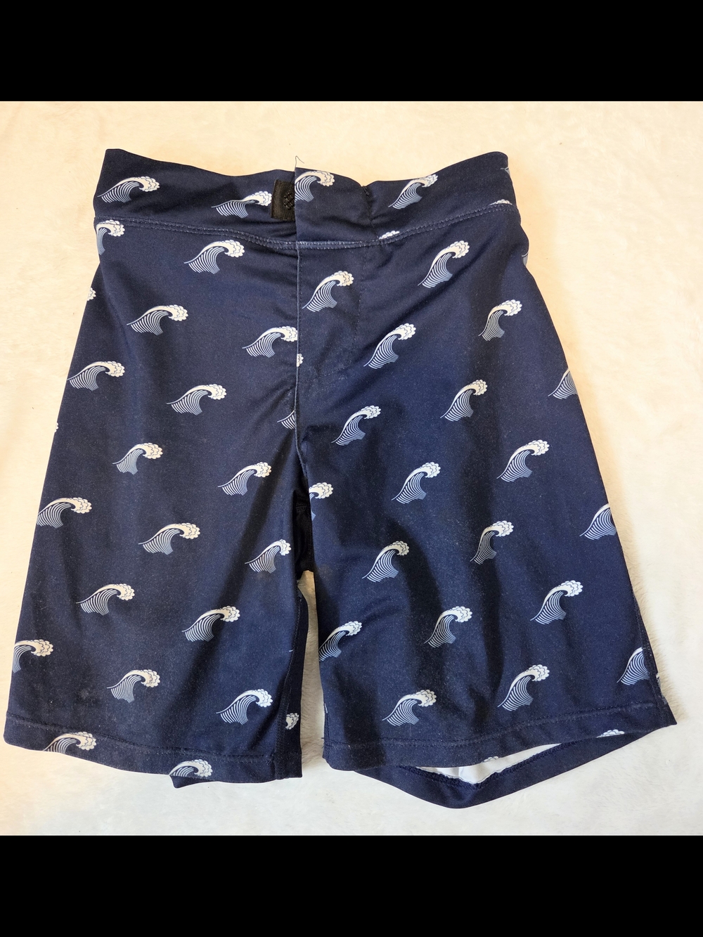 Stonz Navy and White Wave Print Swim 4T UPF 50+ Board Shorts